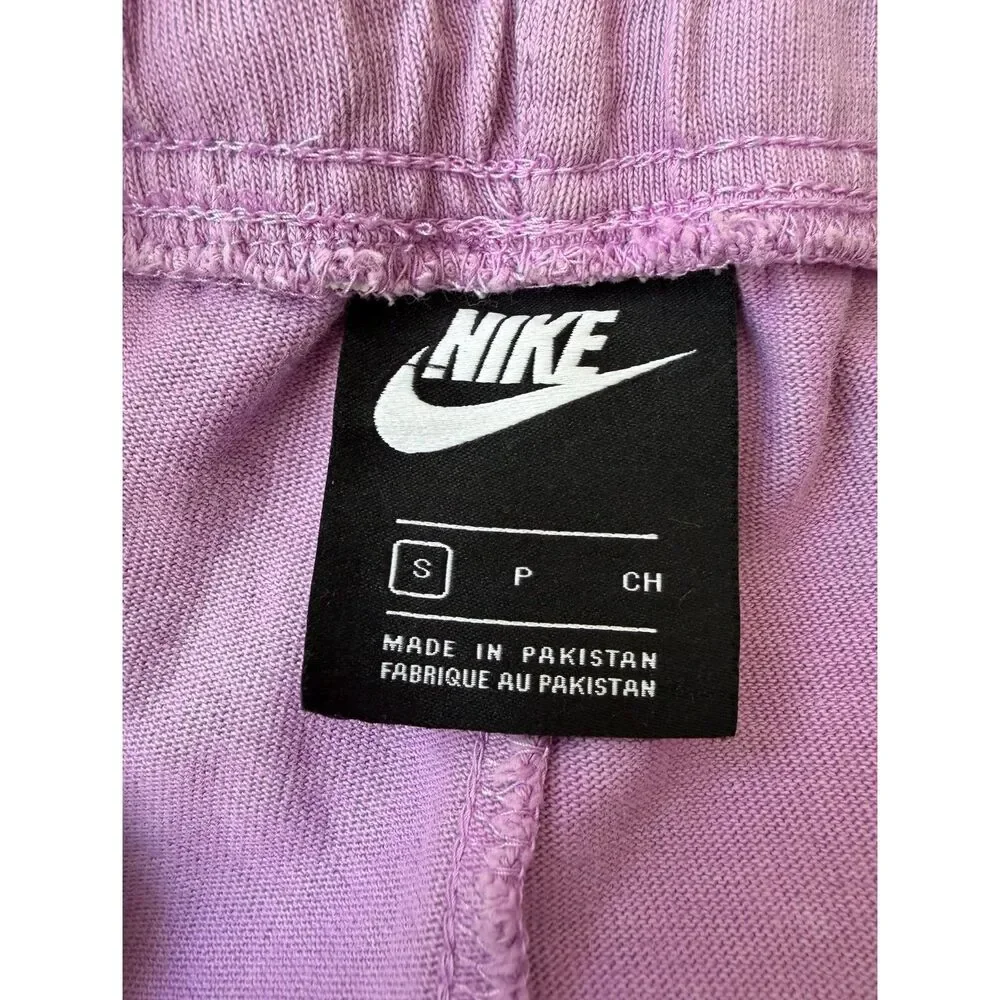NIKE Sportswear Purple Fleece Shorts High Waisted Box Logo Lounge Womens Small